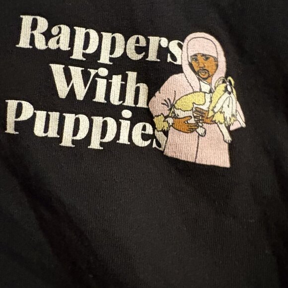 Rappers With Puppies T-Shirt Men's Women's Large Dog Black Rap Hip Hop - Picture 3 of 4